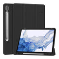 ENKAY Tri-fold Custer Leather TPU Bottom Smart Case with Pen Slot, For Samsung Galaxy Tab S9 For Samsung Galaxy Tab S9 Black