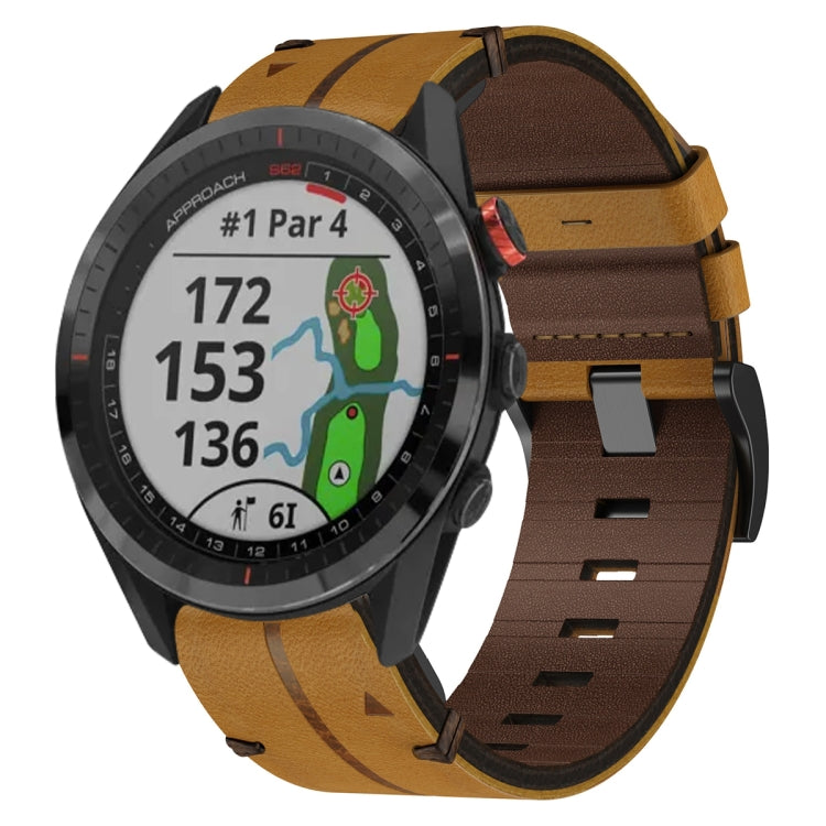 Leather Textured 22mm Watch Band, For Garmin Approach S62, For Garmin Fenix 6 Pro GPS, For Garmin Fenix 5, For Garmin Fenix 5 Plus, For Garmin Instinct, For Garmin Fenix 6 GPS, For Garmin Fenix 6 Sapphire GPS, For Garmin Forerunner 945... For Garmin Approach S62 Brown