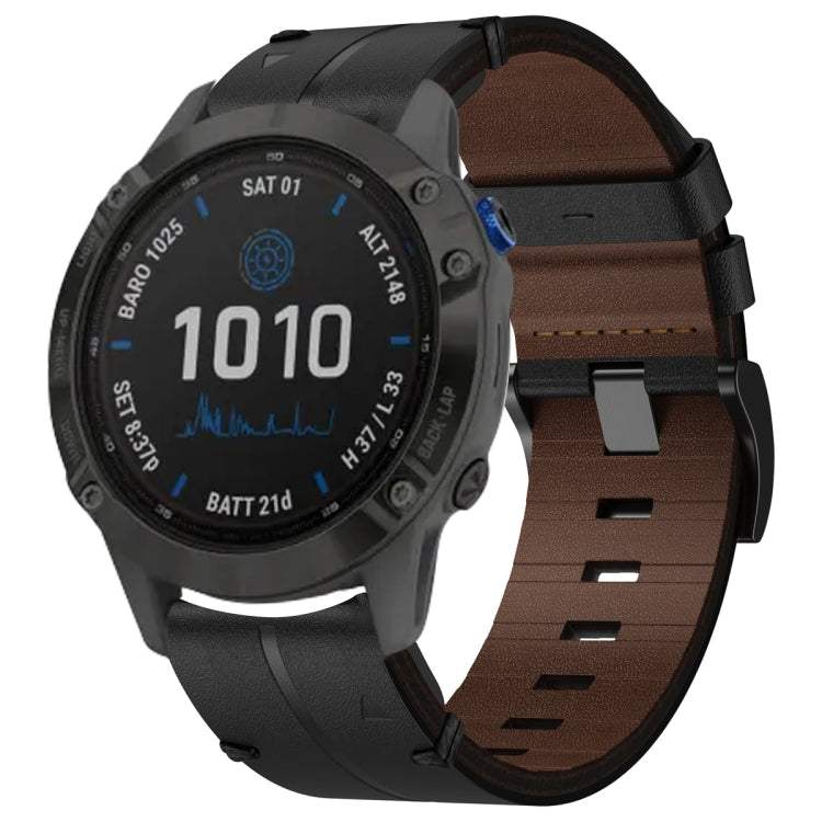 Leather Textured 22mm Watch Band, For Garmin Approach S62, For Garmin Fenix 6 Pro GPS, For Garmin Fenix 5, For Garmin Fenix 5 Plus, For Garmin Instinct, For Garmin Fenix 6 GPS, For Garmin Fenix 6 Sapphire GPS, For Garmin Forerunner 945... For Garmin Fenix 6 Pro GPS Black