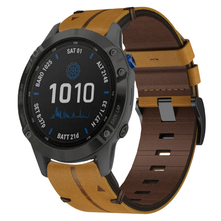 Leather Textured 22mm Watch Band, For Garmin Approach S62, For Garmin Fenix 6 Pro GPS, For Garmin Fenix 5, For Garmin Fenix 5 Plus, For Garmin Instinct, For Garmin Fenix 6 GPS, For Garmin Fenix 6 Sapphire GPS, For Garmin Forerunner 945... For Garmin Fenix 6 Pro GPS Brown