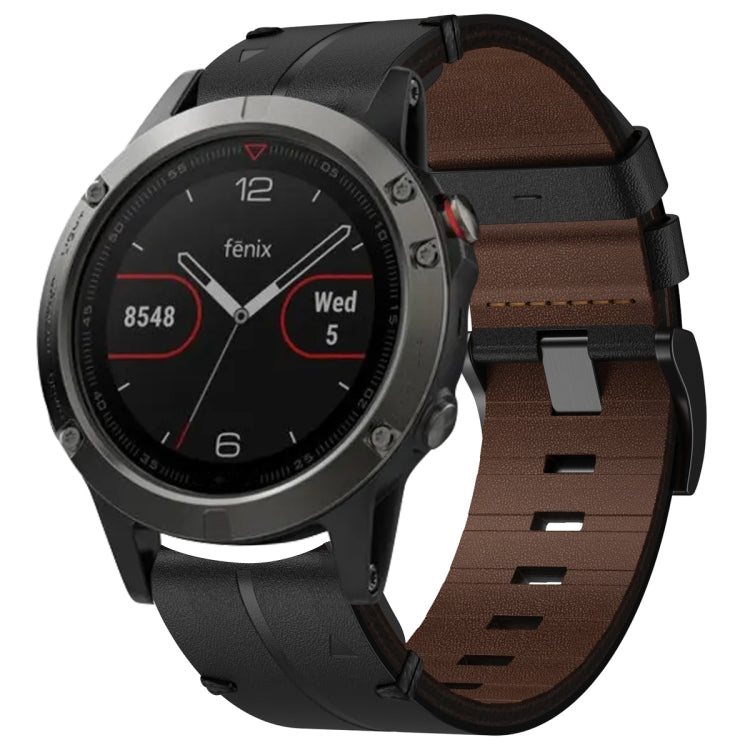 Leather Textured 22mm Watch Band, For Garmin Approach S62, For Garmin Fenix 6 Pro GPS, For Garmin Fenix 5, For Garmin Fenix 5 Plus, For Garmin Instinct, For Garmin Fenix 6 GPS, For Garmin Fenix 6 Sapphire GPS, For Garmin Forerunner 945... For Garmin Fenix 5 Black