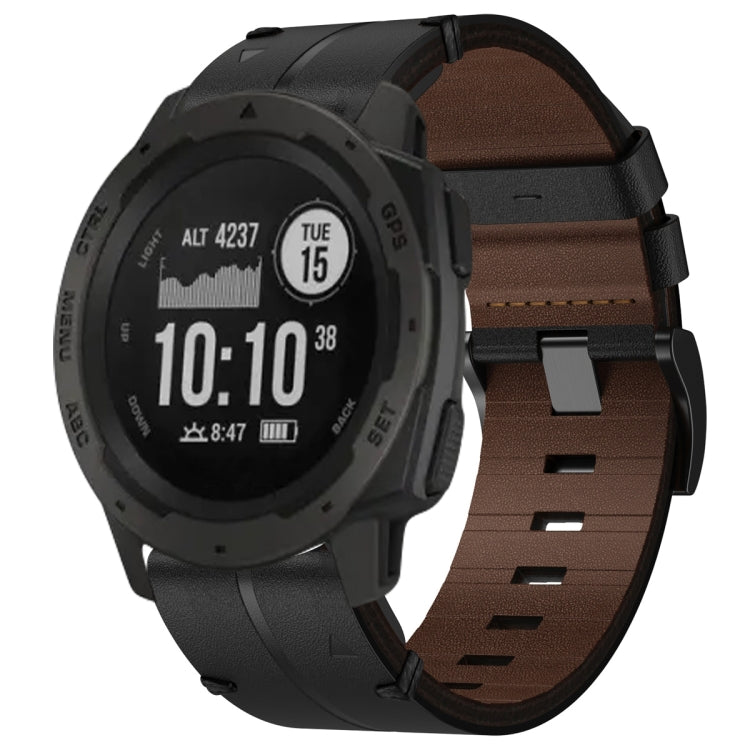 Leather Textured 22mm Watch Band, For Garmin Approach S62, For Garmin Fenix 6 Pro GPS, For Garmin Fenix 5, For Garmin Fenix 5 Plus, For Garmin Instinct, For Garmin Fenix 6 GPS, For Garmin Fenix 6 Sapphire GPS, For Garmin Forerunner 945... For Garmin Fenix 5 Plus Black