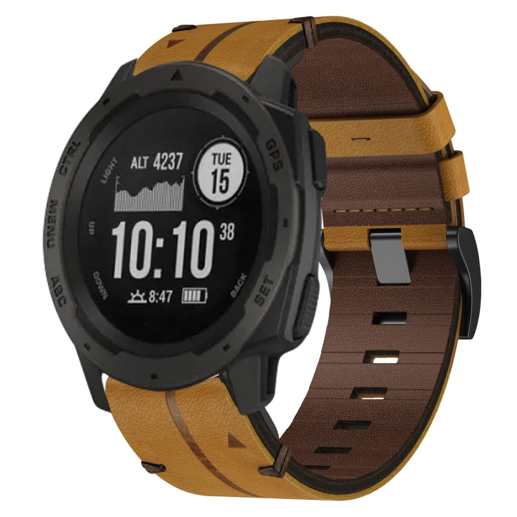 Leather Textured 22mm Watch Band, For Garmin Approach S62, For Garmin Fenix 6 Pro GPS, For Garmin Fenix 5, For Garmin Fenix 5 Plus, For Garmin Instinct, For Garmin Fenix 6 GPS, For Garmin Fenix 6 Sapphire GPS, For Garmin Forerunner 945... For Garmin Instinct Brown