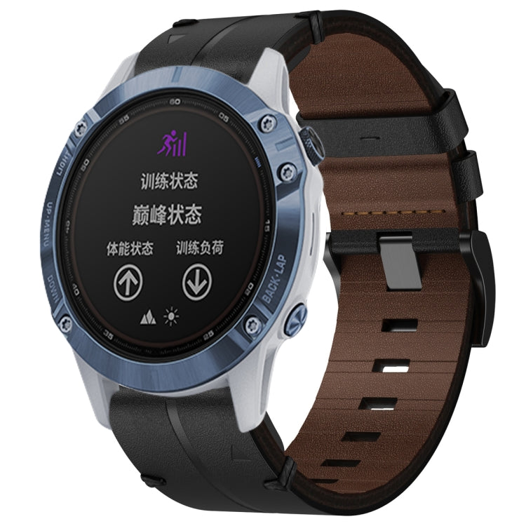 Leather Textured 22mm Watch Band, For Garmin Approach S62, For Garmin Fenix 6 Pro GPS, For Garmin Fenix 5, For Garmin Fenix 5 Plus, For Garmin Instinct, For Garmin Fenix 6 GPS, For Garmin Fenix 6 Sapphire GPS, For Garmin Forerunner 945... For Garmin Fenix 6 GPS Black
