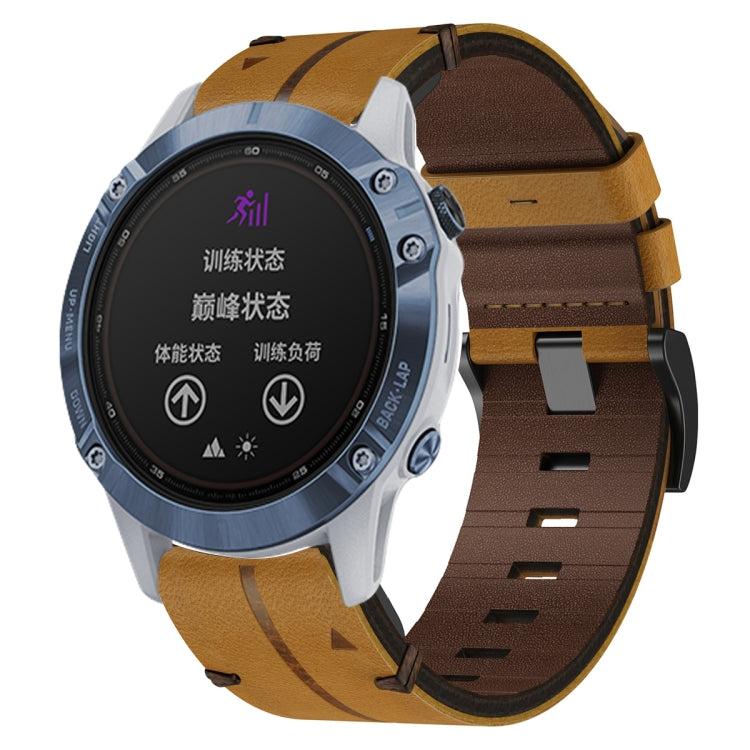 Leather Textured 22mm Watch Band, For Garmin Approach S62, For Garmin Fenix 6 Pro GPS, For Garmin Fenix 5, For Garmin Fenix 5 Plus, For Garmin Instinct, For Garmin Fenix 6 GPS, For Garmin Fenix 6 Sapphire GPS, For Garmin Forerunner 945... For Garmin Fenix 6 Sapphire GPS Brown