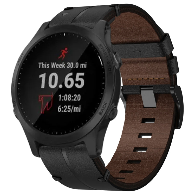 Leather Textured 22mm Watch Band, For Garmin Approach S62, For Garmin Fenix 6 Pro GPS, For Garmin Fenix 5, For Garmin Fenix 5 Plus, For Garmin Instinct, For Garmin Fenix 6 GPS, For Garmin Fenix 6 Sapphire GPS, For Garmin Forerunner 945... For Garmin Forerunner 945 Black