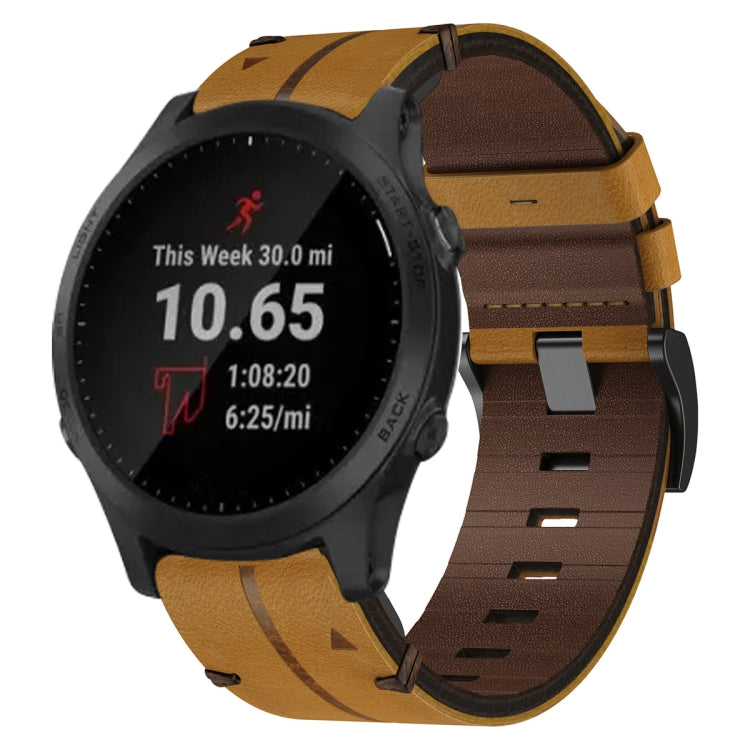 Leather Textured 22mm Watch Band, For Garmin Approach S62, For Garmin Fenix 6 Pro GPS, For Garmin Fenix 5, For Garmin Fenix 5 Plus, For Garmin Instinct, For Garmin Fenix 6 GPS, For Garmin Fenix 6 Sapphire GPS, For Garmin Forerunner 945... For Garmin Forerunner 945 Brown