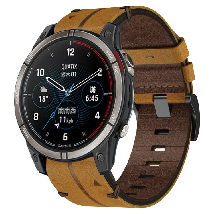 Leather Textured 22mm Watch Band, For Garmin Approach S62, For Garmin Fenix 6 Pro GPS, For Garmin Fenix 5, For Garmin Fenix 5 Plus, For Garmin Instinct, For Garmin Fenix 6 GPS, For Garmin Fenix 6 Sapphire GPS, For Garmin Forerunner 945... For Garmin Quatix 7 Pro Brown