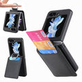 JUNSUNMAY Litchi Leather Skin PC Folding Phone Case, For Samsung Galaxy Z Flip6 / Flip7 FE, For Samsung Galaxy Z Flip5 For Samsung Galaxy Z Flip6 Flip7 FE Black