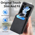 JUNSUNMAY Litchi Leather Skin PC Folding Phone Case, For Samsung Galaxy Z Flip6 / Flip7 FE, For Samsung Galaxy Z Flip5