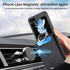 JUNSUNMAY Litchi Leather Skin PC Folding Phone Case, For Samsung Galaxy Z Flip6 / Flip7 FE, For Samsung Galaxy Z Flip5