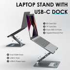 Wavlink UMD07 Adjustable Aluminum Ergonomic Portable Laptop Stand Type-C Docking Station – TPU, 4K