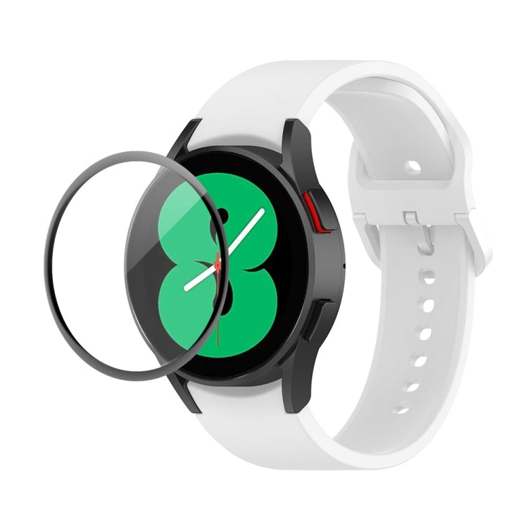 JUNSUNMAY Silicone Adjustable Strap + Full Coverage PMMA Screen Protector Kit, For Samsung Galaxy Watch4 40mm For Samsung Galaxy Watch4 40mm White