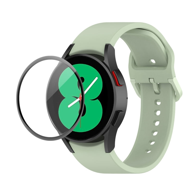 JUNSUNMAY Silicone Adjustable Strap + Full Coverage PMMA Screen Protector Kit – Screen Protector, For Samsung Galaxy Watch4 40mm For Samsung Galaxy Watch4 40mm Light Green