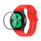 JUNSUNMAY Silicone Adjustable Strap + Full Coverage PMMA Screen Protector Kit, For Samsung Galaxy Watch4 44mm