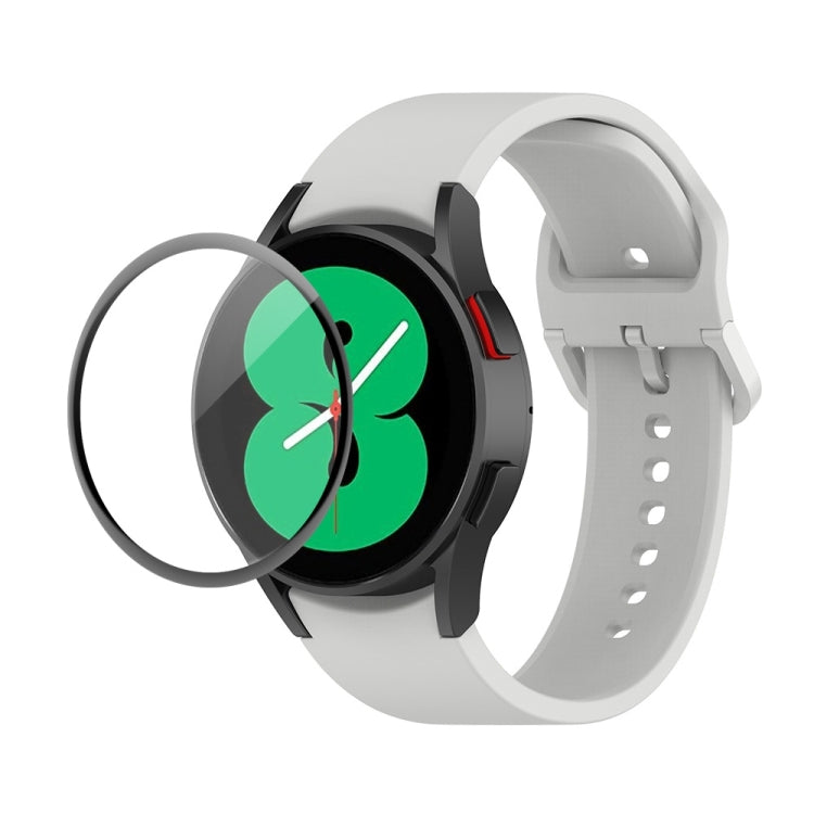 JUNSUNMAY Silicone Adjustable Strap + Full Coverage PMMA Screen Protector Kit, For Samsung Galaxy Watch4 44mm