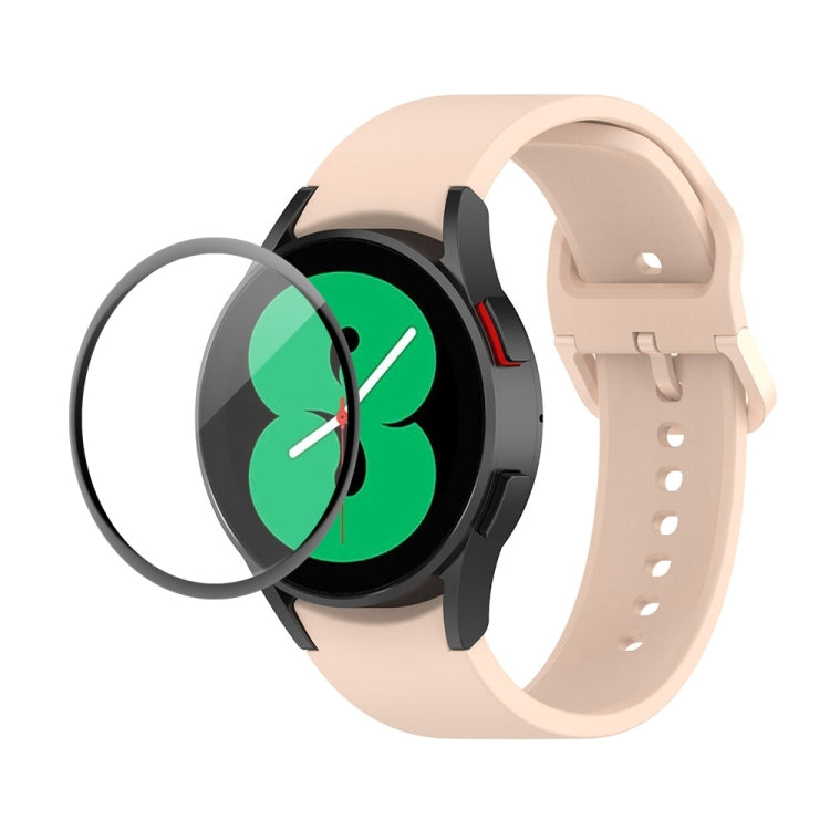 JUNSUNMAY Silicone Adjustable Strap + Full Coverage PMMA Screen Protector Kit, For Samsung Galaxy Watch4 44mm