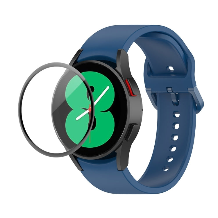 JUNSUNMAY Silicone Adjustable Strap + Full Coverage PMMA Screen Protector Kit, For Samsung Galaxy Watch4 44mm