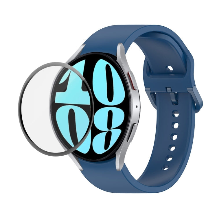 JUNSUNMAY Silicone Adjustable Strap + Full Coverage PMMA Screen Protector Kit – Screen Protector, For Samsung Galaxy Watch6 40mm For Samsung Galaxy Watch6 40mm Dark Blue