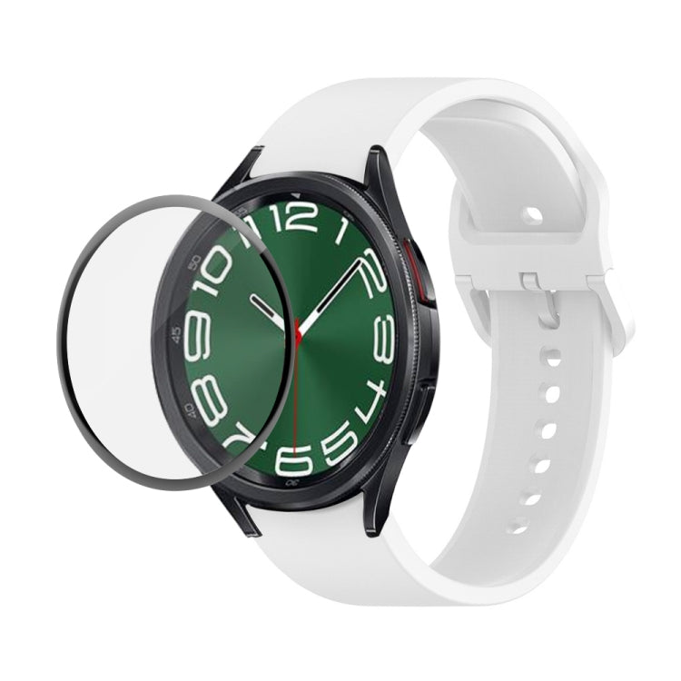 JUNSUNMAY Silicone Adjustable Strap + Full Coverage PMMA Screen Protector Kit, For Samsung Galaxy Watch6 Classic 43mm For Samsung Galaxy Watch6 Classic 43mm White