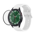 JUNSUNMAY Silicone Adjustable Strap + Full Coverage PMMA Screen Protector Kit, For Samsung Galaxy Watch6 Classic 47mm For Samsung Galaxy Watch6 Classic 47mm White