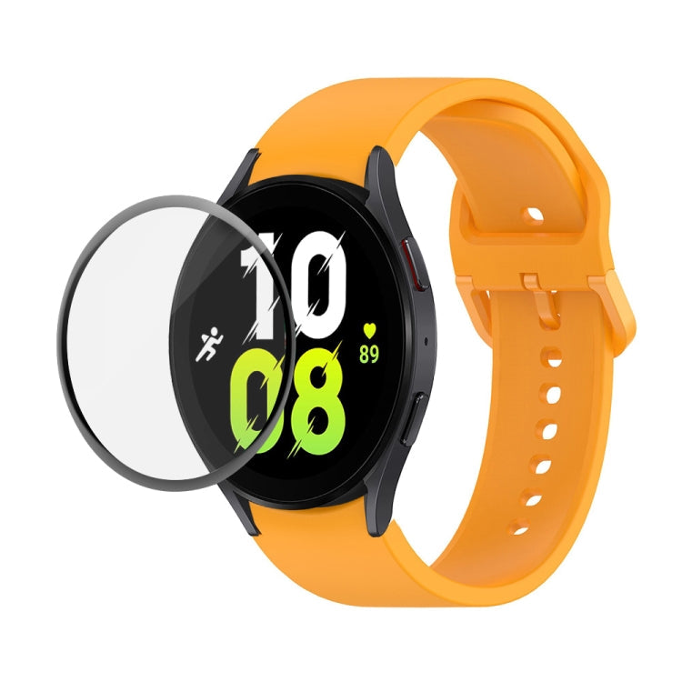 JUNSUNMAY Silicone Adjustable Strap + Full Coverage PMMA Screen Protector Kit – Screen Protector, For Samsung Galaxy Watch5 40mm For Samsung Galaxy Watch5 40mm Orange