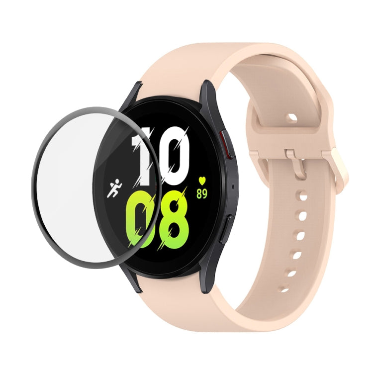 JUNSUNMAY Silicone Adjustable Strap + Full Coverage PMMA Screen Protector Kit – Screen Protector, For Samsung Galaxy Watch5 44mm For Samsung Galaxy Watch5 44mm Light Pink