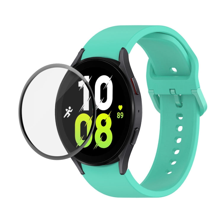 JUNSUNMAY Silicone Adjustable Strap + Full Coverage PMMA Screen Protector Kit – Screen Protector, For Samsung Galaxy Watch5 44mm For Samsung Galaxy Watch5 44mm Cyan