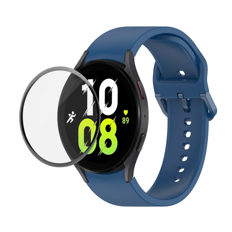 JUNSUNMAY Silicone Adjustable Strap + Full Coverage PMMA Screen Protector Kit – Screen Protector, For Samsung Galaxy Watch5 44mm For Samsung Galaxy Watch5 44mm Dark Blue