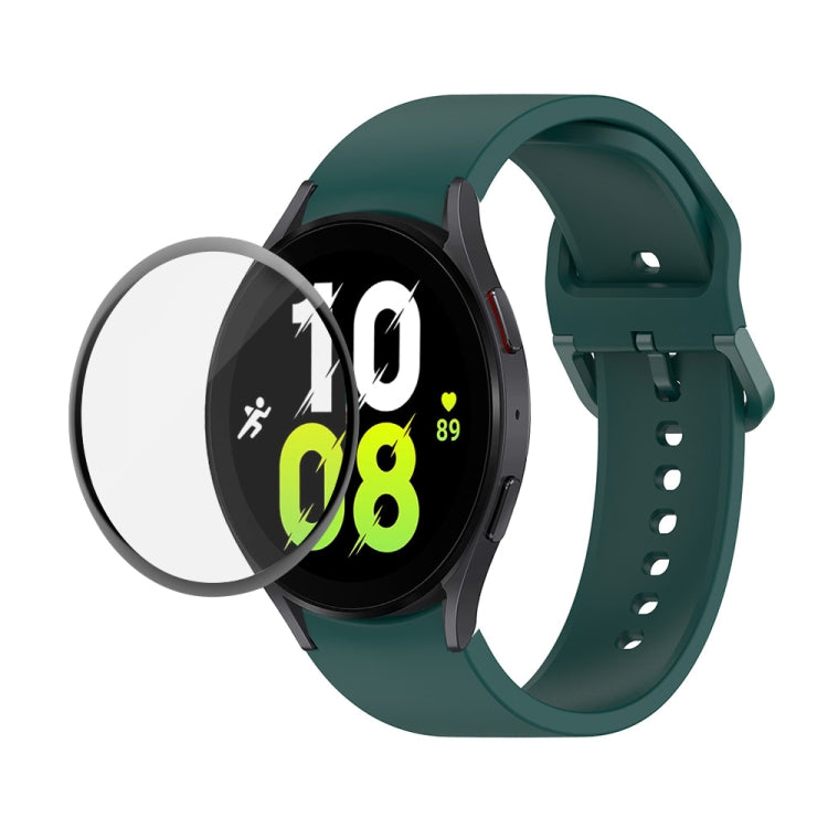 JUNSUNMAY Silicone Adjustable Strap + Full Coverage PMMA Screen Protector Kit – Screen Protector, For Samsung Galaxy Watch5 44mm For Samsung Galaxy Watch5 44mm Dark Green