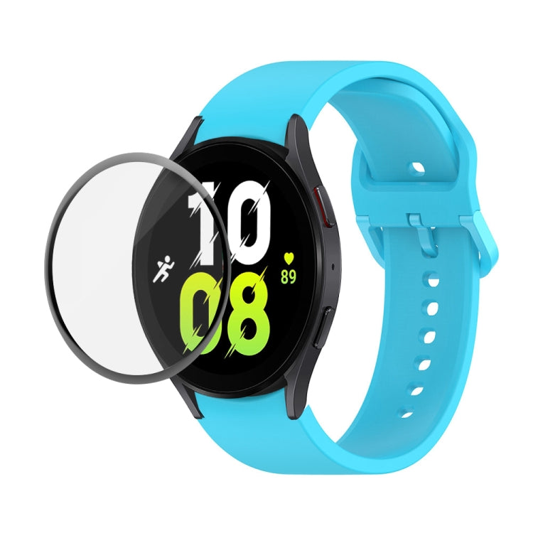 JUNSUNMAY Silicone Adjustable Strap + Full Coverage PMMA Screen Protector Kit – Screen Protector, For Samsung Galaxy Watch5 44mm For Samsung Galaxy Watch5 44mm Sky Blue