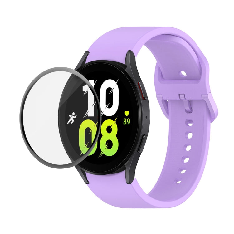 JUNSUNMAY Silicone Adjustable Strap + Full Coverage PMMA Screen Protector Kit – Screen Protector, For Samsung Galaxy Watch5 44mm For Samsung Galaxy Watch5 44mm Purple