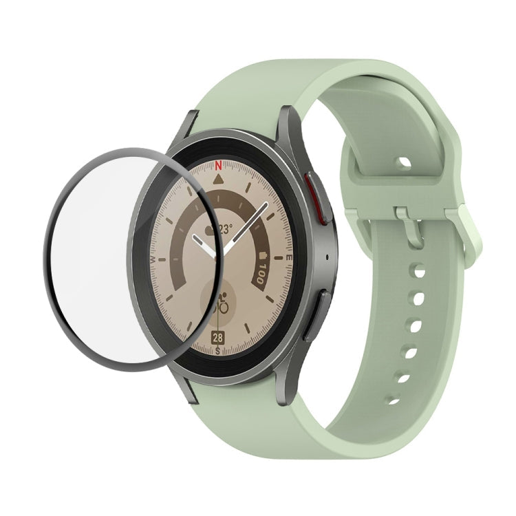 JUNSUNMAY Silicone Adjustable Strap + Full Coverage PMMA Screen Protector Kit – Screen Protector, For Samsung Galaxy Watch5 Pro 45mm For Samsung Galaxy Watch5 Pro 45mm Light Green