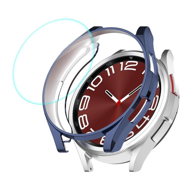 ENKAY Hat-Prince Electroplated Soft TPU Case + 0.2mm 9H Glass Screen Protector, For Samsung Galaxy Watch6 Classic 47mm, For Samsung Galaxy Watch6 Classic 43mm For Samsung Galaxy Watch6 Classic 43mm Dark Blue