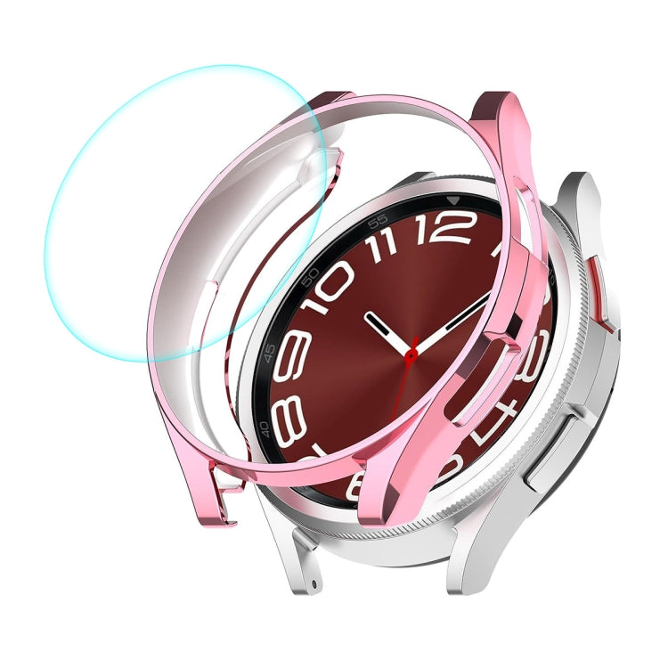 ENKAY Hat-Prince Electroplated Soft TPU Case + 0.2mm 9H Glass Screen Protector – Screen Protector, TPU, For Samsung Galaxy Watch6 Classic 47mm, For Samsung Galaxy Watch6 Classic 43mm For Samsung Galaxy Watch6 Classic 47mm Pink
