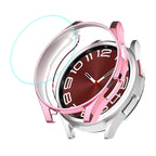 ENKAY Hat-Prince Electroplated Soft TPU Case + 0.2mm 9H Glass Screen Protector – Screen Protector, TPU, For Samsung Galaxy Watch6 Classic 47mm, For Samsung Galaxy Watch6 Classic 43mm For Samsung Galaxy Watch6 Classic 47mm Pink