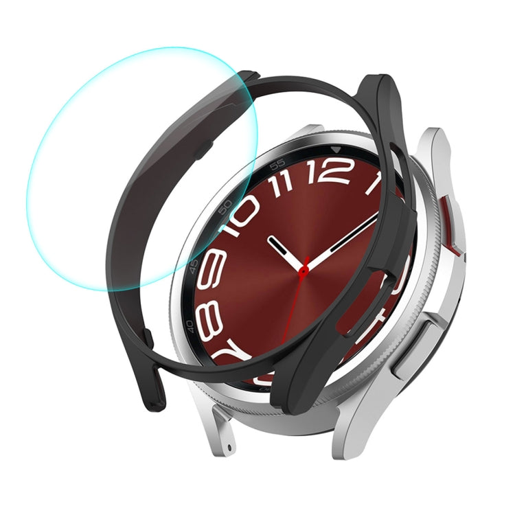 ENKAY Hat-Prince Electroplated Hard PC Case + 0.2mm 9H Glass Screen Protector, For Samsung Galaxy Watch6 Classic 43mm For Samsung Galaxy Watch6 Classic 43mm Black