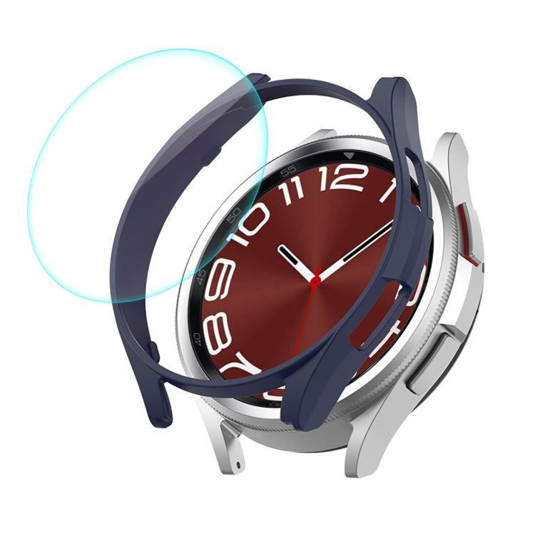 ENKAY Hat-Prince Electroplated Hard PC Case + 0.2mm 9H Glass Screen Protector – Screen Protector, For Samsung Galaxy Watch6 Classic 43mm For Samsung Galaxy Watch6 Classic 43mm Dark Blue