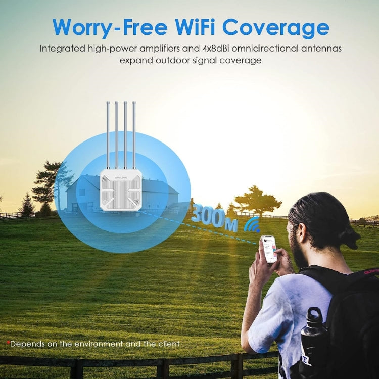 WAVLINK WN573HX1 WiFi 6 AX1800 IP67 Waterproof Outdoor Dual Band Wireless WiFi Routers, US Plug, EU Plug, UK Plug, AU Plug – Waterproof