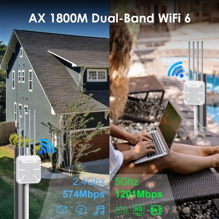 WAVLINK WN573HX1 WiFi 6 AX1800 IP67 Waterproof Outdoor Dual Band Wireless WiFi Routers, US Plug, EU Plug, UK Plug, AU Plug – Waterproof