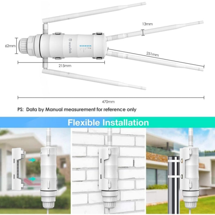 WAVLINK WN572HP3 AC1200 Dual Band Weatherproof Wireless Router Outdoor WiFi Extender, US Plug, EU Plug, UK Plug, AU Plug – Waterproof