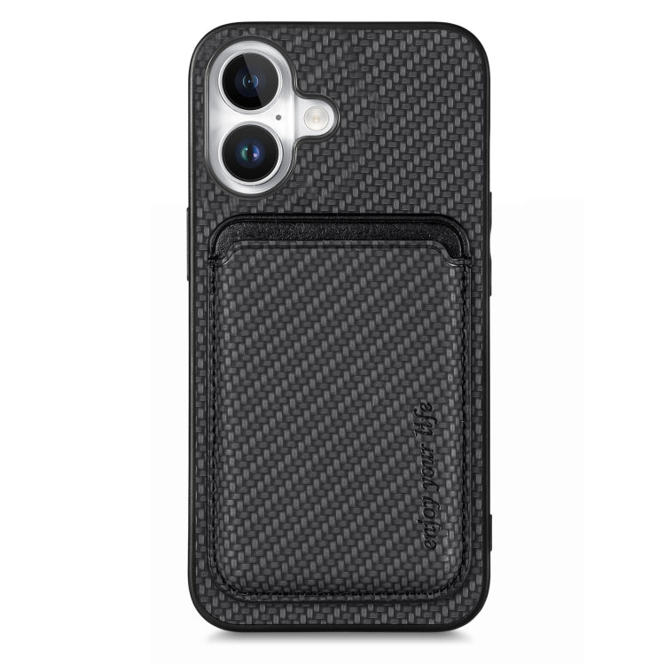 Carbon Fiber Leather Card Magsafe Phone Case – Magnetic, Leather, For iPhone Air, For iPhone 16 Pro Max, For iPhone 16 Pro, For iPhone 16 Plus For iPhone 16 Plus Black