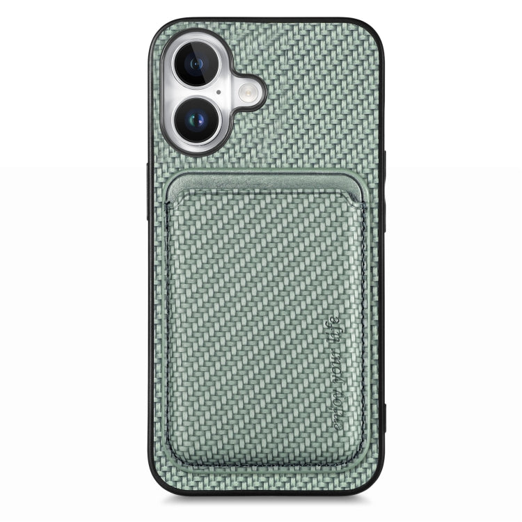 Carbon Fiber Leather Card Magsafe Phone Case – Magnetic, Leather, For iPhone Air, For iPhone 16 Pro Max, For iPhone 16 Pro, For iPhone 16 Plus For iPhone 16 Plus Green