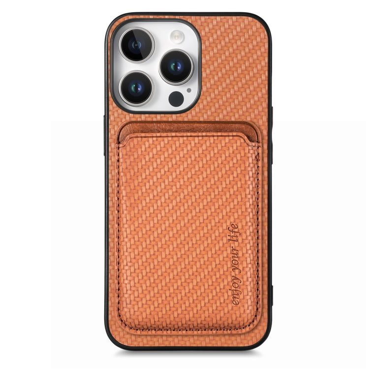 Carbon Fiber Leather Card Magsafe Phone Case – Magnetic, Leather, For iPhone Air, For iPhone 16 Pro Max, For iPhone 16 Pro, For iPhone 16 Plus For iPhone 16 Pro Max Brown