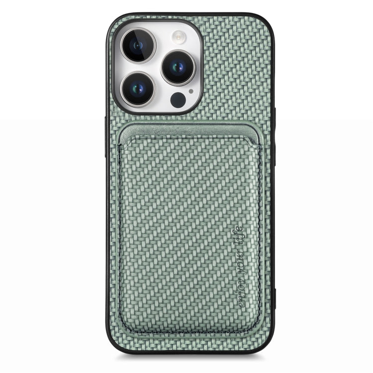 Carbon Fiber Leather Card Magsafe Phone Case – Magnetic, Leather, For iPhone Air, For iPhone 16 Pro Max, For iPhone 16 Pro, For iPhone 16 Plus For iPhone 16 Pro Max Green