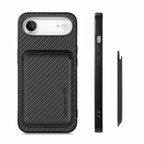Carbon Fiber Leather Card Magsafe Phone Case, For iPhone Air, For iPhone 16 Pro Max, For iPhone 16 Pro, For iPhone 16 Plus