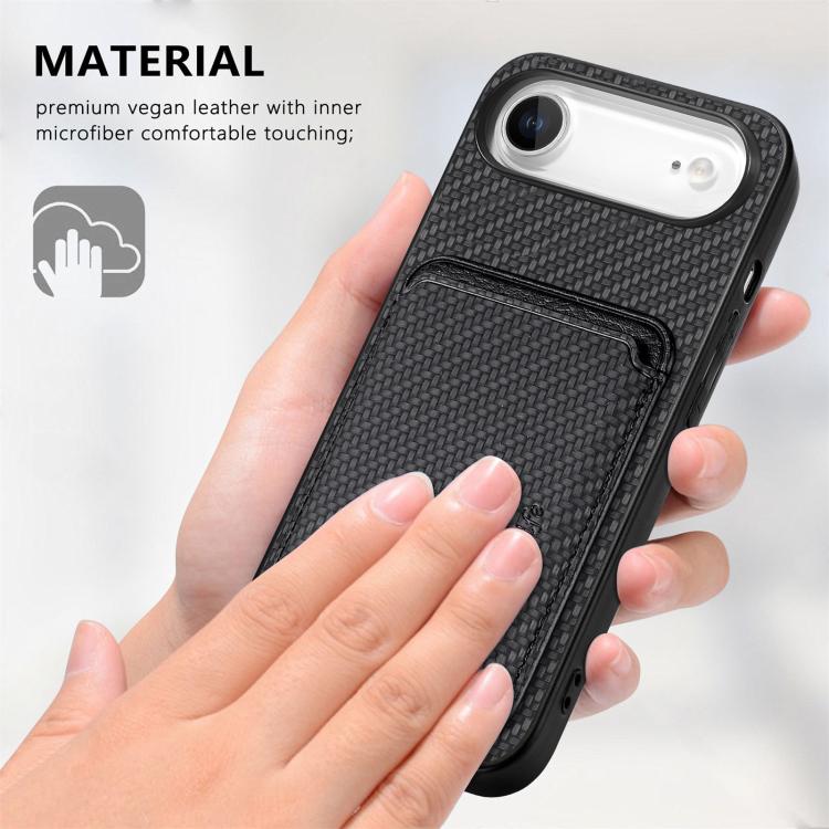 Carbon Fiber Leather Card Magsafe Phone Case, For iPhone Air, For iPhone 16 Pro Max, For iPhone 16 Pro, For iPhone 16 Plus