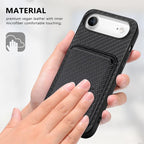 Carbon Fiber Leather Card Magsafe Phone Case, For iPhone Air, For iPhone 16 Pro Max, For iPhone 16 Pro, For iPhone 16 Plus