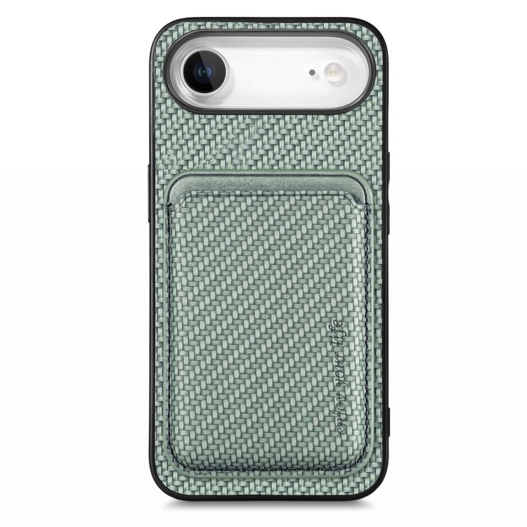 Carbon Fiber Leather Card Magsafe Phone Case – Magnetic, Leather, For iPhone Air, For iPhone 16 Pro Max, For iPhone 16 Pro, For iPhone 16 Plus For iPhone Air Green