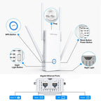 WAVLINK WN583AX1 Ethernet Port AX1800 WiFi6 1.8Gbps Dual Band WiFi Booster Wireless Router, EU Plug – Durable Build, Easy to Use